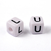 Chunky Letter Acrylic Cube Beads for Kids Jewelry X-PL37C9447-4
