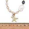 Ocean 304 Stainless Steel Starfish Pendant Natural Pearl Beaded Necklaces for Women NJEW-JN06310-3