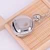 Alloy Flat Round with Cat Printed Porcelain Openable Pendant Necklace Quartz Pocket Watch WACH-M126-33-2