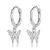 925 Sterling Silver Butterfly Hoop Earrings CU8243-2-1