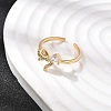Brass Pave Clear Cubic Zirconia Cuff Rings RJEW-P173-01G-01-3