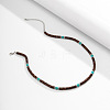 Round Synthetic Turquoise & Wood Heishi Beaded Necklaces for Men FS-WG6A9BE-01-4