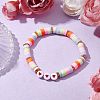 Boho Style Handmade Polymer Clay Disc & Acrylic Heart Beaded Stretch Bracelets for Women BJEW-JB10769-2