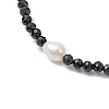 Natural Black Spinel &  Cultured Freshwater Pearl  Beads Beaded Bracelets for Woman BJEW-JB11268-3