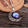 Alloy Glass Moon Syb Pendant Lumachina Chain Necklaces for Women WGDF061-12-1