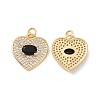 Heart Brass Micro Pave Cubic Zirconia Pendants KK-G435-01G-05-1