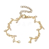 Brass Pave Clear Cubic Zirconia Leafy Branch Link Chain Bracelet Making AJEW-JB01613-1