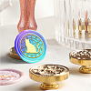 Brass Wax Seal Stamp with Handle AJEW-WH0184-1059-6