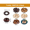 Craftdady 100Pcs 5 Style Pine Wood Beads WOOD-CD0001-17-10