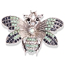 Moth Grasshopper Antique Silver Alloy Rhinestone Brooches Alloy Rhinestone Brooches PW-WG9CCBB-03-1