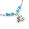 Synthetic Turquoise Charms Anklets AJEW-AN00234-03-2