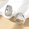 Brass Micro Pave Clear Cubic Zirconia Hoop Earrings EJEW-M077-20P-4