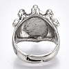 Adjustable Alloy Glass Finger Rings RJEW-T006-03D-4