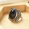 Natural Obsidian Adjustable Rings RJEW-I108-02AS-12-2