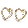 Brass Micro Pave Clear Cubic Zirconia Stud Earrings EJEW-T046-012G-NF-1