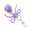 7Pcs Alloy Polyester Spandex Bowknot Ball Keychain KEYC-JKC01169-5