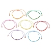 7Pcs 7 Colors Adjustable Round Glass Seed Beads Braided Bead Bracelets Set for Women BJEW-MZ00288-2