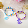 Glass Resin Magnetic Heart Friendship Stretch Bead Bracelet Sets for Women WG24CEB-01-2