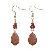 Synthetic Goldstone Teardrop Dangle Earrings EJEW-JE06601-01-2