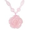 Natural Rose Quartz Flower Pendant Necklaces NJEW-N064-08C-1