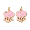 Brass Pink Enamel Jellyfish Pendants KK-CJC0013-02G-RS-1