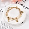 304 Stainless Steel Paperclip & Rolo Chains Charm Bracelets for Women BJEW-C089-03G-2