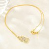 Brass Micro Pave Cubic Zirconia Rectangle with Heart Pendant Adjustable Slider Necklaces KK-CBA4547-08G-03-1