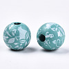 Printed Natural Wooden Beads WOOD-R270-11C-2