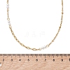 304 Stainless Steel with White Round Shell Pearl Handmade Link Chain Necklaces NJEW-JN05990-4