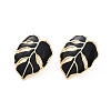 Ion Plating(IP) 304 Stainless Steel Leaf Stud Earrings EJEW-Z068-37G-01-2