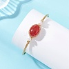 Wire Wrapped Natural Agate Cuff Bangles BJEW-TA00742-02-1