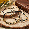 2Pcs 2 Styles Brass Round Beads Braided Bead Bracelets DX6223-3-2