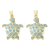 Brass Micro Pave Sky Blue Cubic Zirconia Pendants CU-CBA6938-05G-03-1