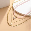3Pcs 3 Style Natural Rose Quartz Cross & Star Pendant Necklaces Set with Brass Chains NJEW-JN04032-6