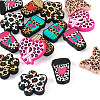 16Pcs 8 Styles Leopard Print Pattern Silicone Focal Beads SIL-TA0002-69-3