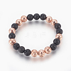 Natural Lava Rock Beaded Stretch Bracelet BJEW-P233-A04-1