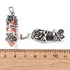 Natural Gemstone Alloy Rose Wrapped Hexagonal Prism Pointed Pendants GG-CBA040B-01AS-3