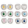 Brass Pave Cubic Zirconia Square Stud Earrings for Women EJEW-I304-27P-1