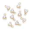 Brass Clear Cubic Zirconia Charms ZIRC-G170-15G-1