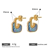 304 Stainless Steel & Natural Shell Stud Earrings WG9476D-01-1