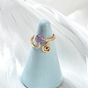 Natural Amethyst Cuff Open Rings RJEW-JR01071-02-2