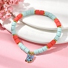 Polymer Clay Column Beaded Stretch Bracelets BJEW-JB09782-03-2