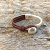 Flat Round Alloy & Acrylic & Imitation Leather Cord Bangles for Men FS-WG7E36B-01-1-2