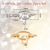2Pcs 2 Colors Brass Rhinestone Fold Over Clasps KK-DR0001-14-2