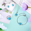 Cubic Zirconia Oval Pendant Necklace & Link Bracelet & Cuff Ring & Stud Earrings SJEW-SZC0001-01D-4