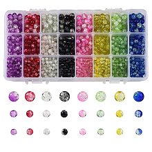 1920Pcs 3 Style Spray Painted Crackle Glass Beads CCG-CJ0001-04