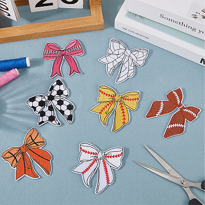 7Pcs 7 Styles Polyester Embroidery Iron on Clothing Patches PATC-GF0001-63-1