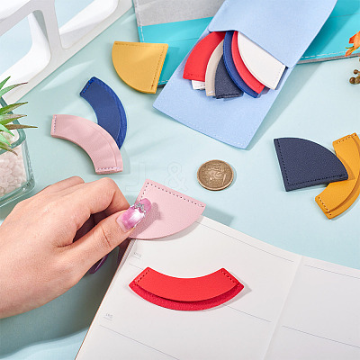 16Pcs 16 Styles PU Leather Fan Bookmarks AJEW-TA0002-23-1