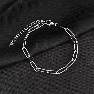 Tarnish Resistant 304 Stainless Steel Paperclip Chain Bracelet for Men Women BJEW-E031-03P-06-1