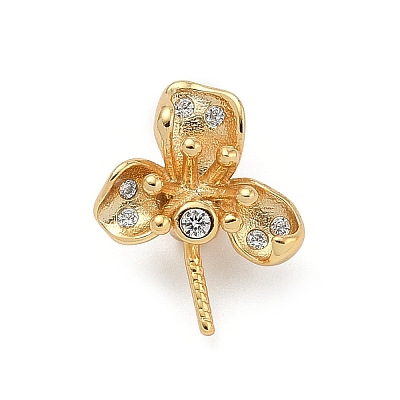 925 Sterling Silver Pave Clear Cubic Zirconia Flower Pendant Bails STER-P068-06G-1